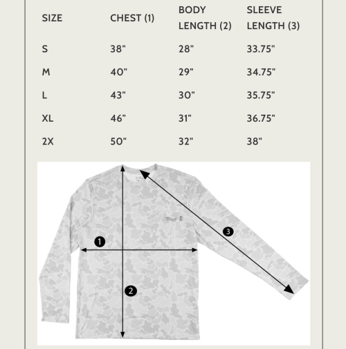 Cashion Performance Hoodie | Marsh Wear Pamlico Hoodie - Gray Mallard Size Chart
